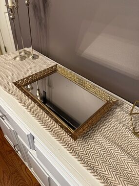 Gold Ornate Decorative Vanity Tray - Metallic Gold